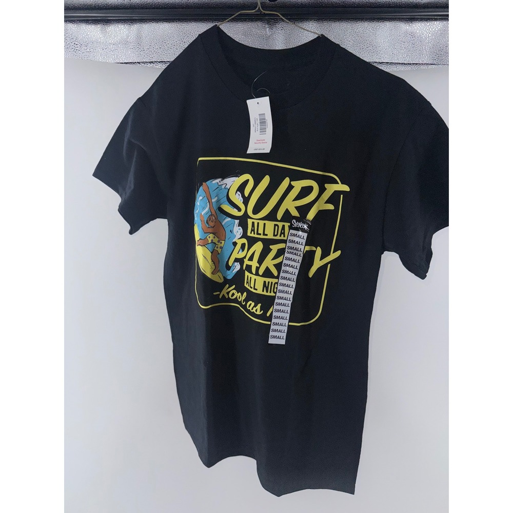 Kool as F Spencers Mens Surf All Day Party All Night Graphic T-Shirt Black Small